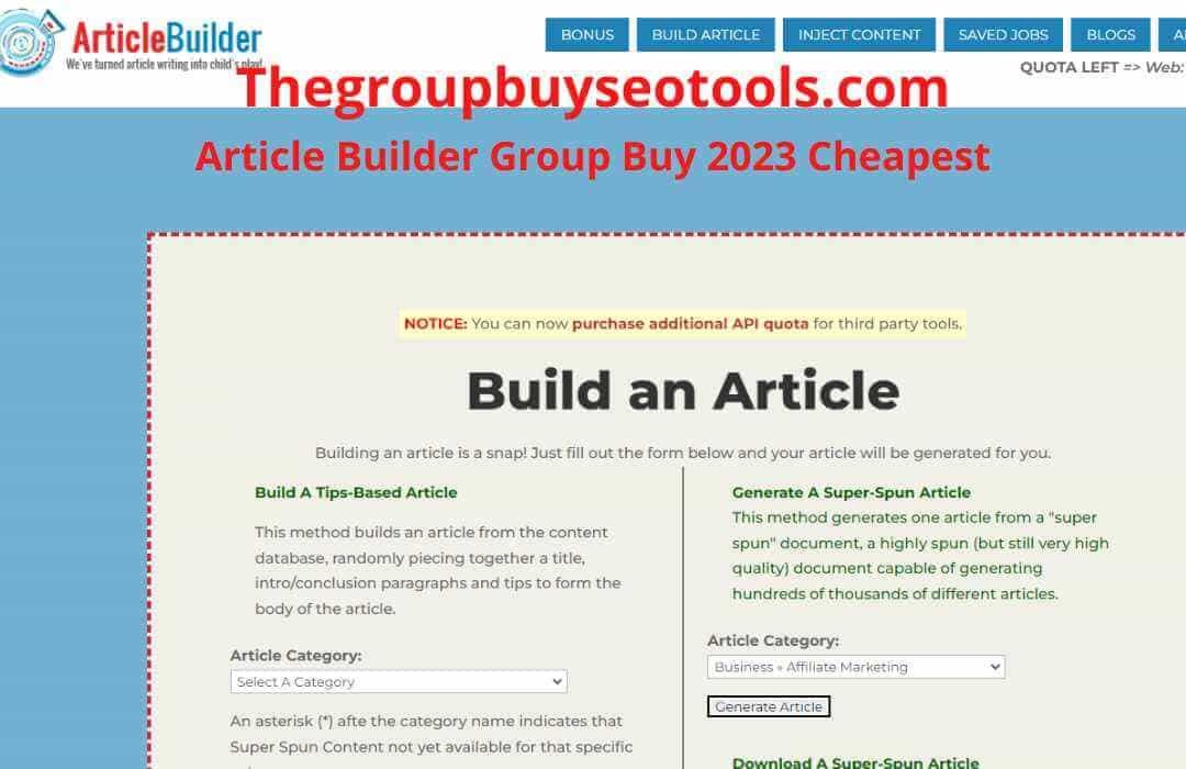 Article Builder Group Buy 2023 Cheapest
